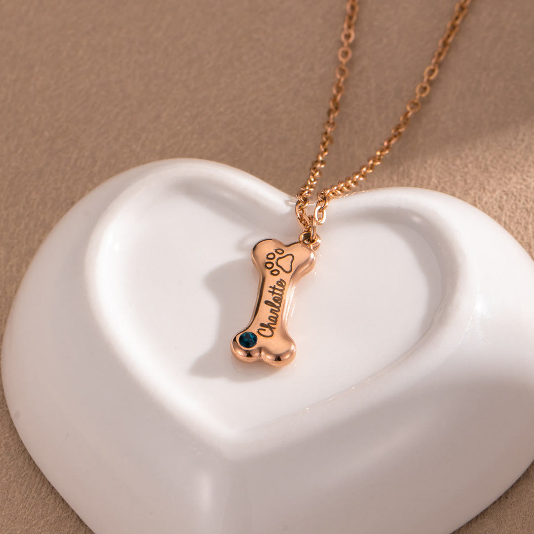 Olivenorma Custom Stainless Steel Dog Bone Birthstone Necklace - image 5