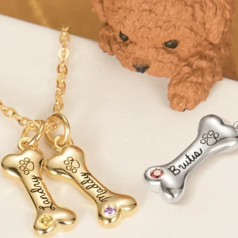 Olivenorma Custom Stainless Steel Dog Bone Birthstone Necklace - image 7