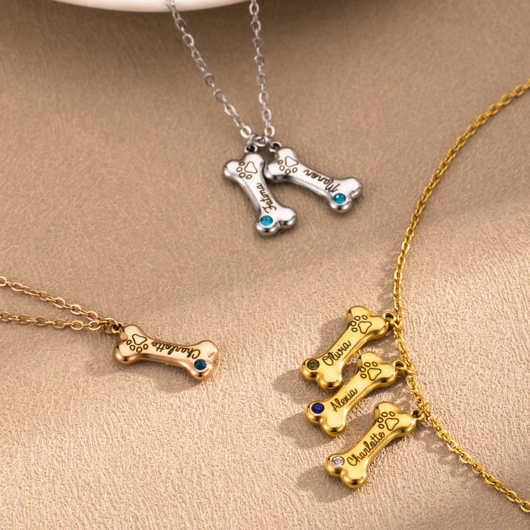 Olivenorma Custom Stainless Steel Dog Bone Birthstone Necklace - image 9