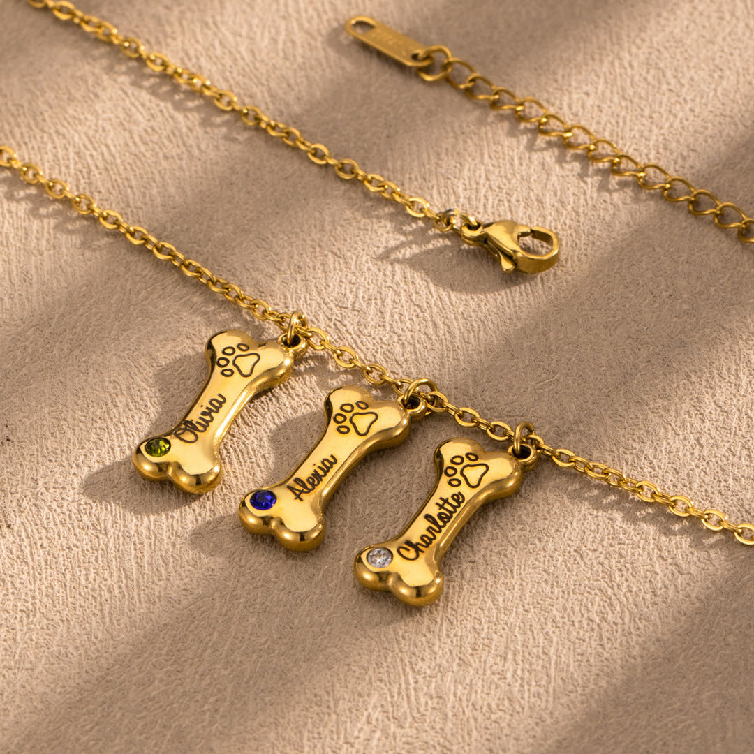 Olivenorma Custom Stainless Steel Dog Bone Birthstone Necklace - image 10