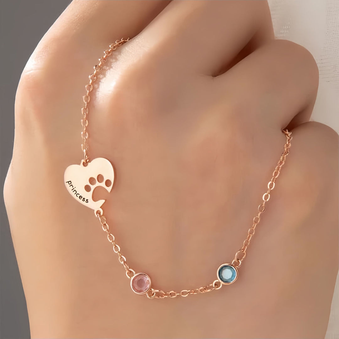 Olivenorma Custom Hollow Heart Dog Paw Birthstone Necklace - image 8