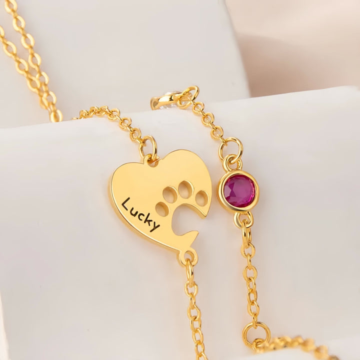 Olivenorma Custom Hollow Heart Dog Paw Birthstone Necklace - image 6