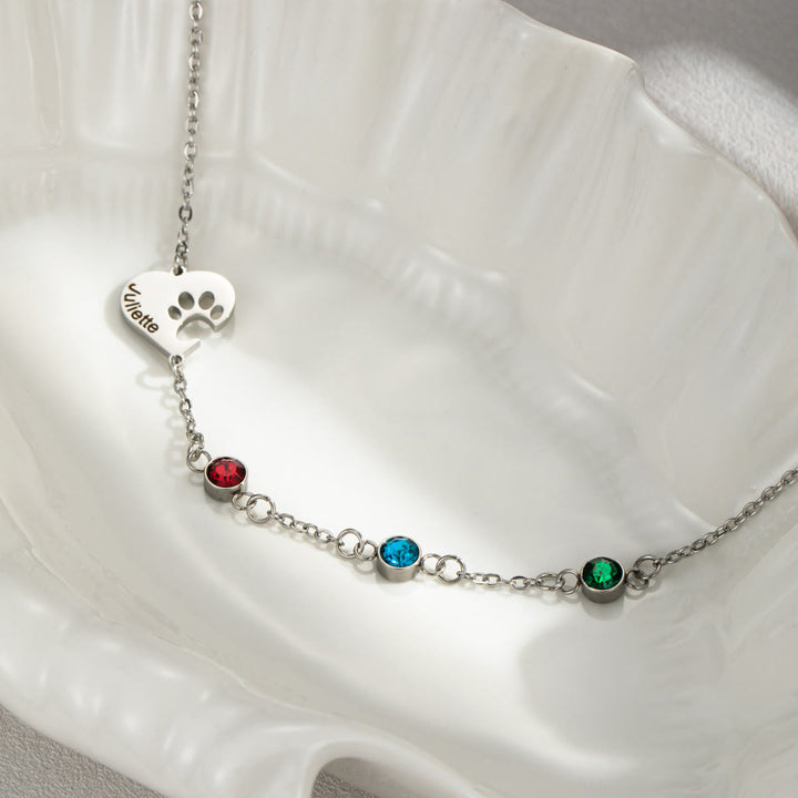 Olivenorma Custom Hollow Heart Dog Paw Birthstone Necklace - Silver - 8 Birthstones - YES PLEASE - image 1