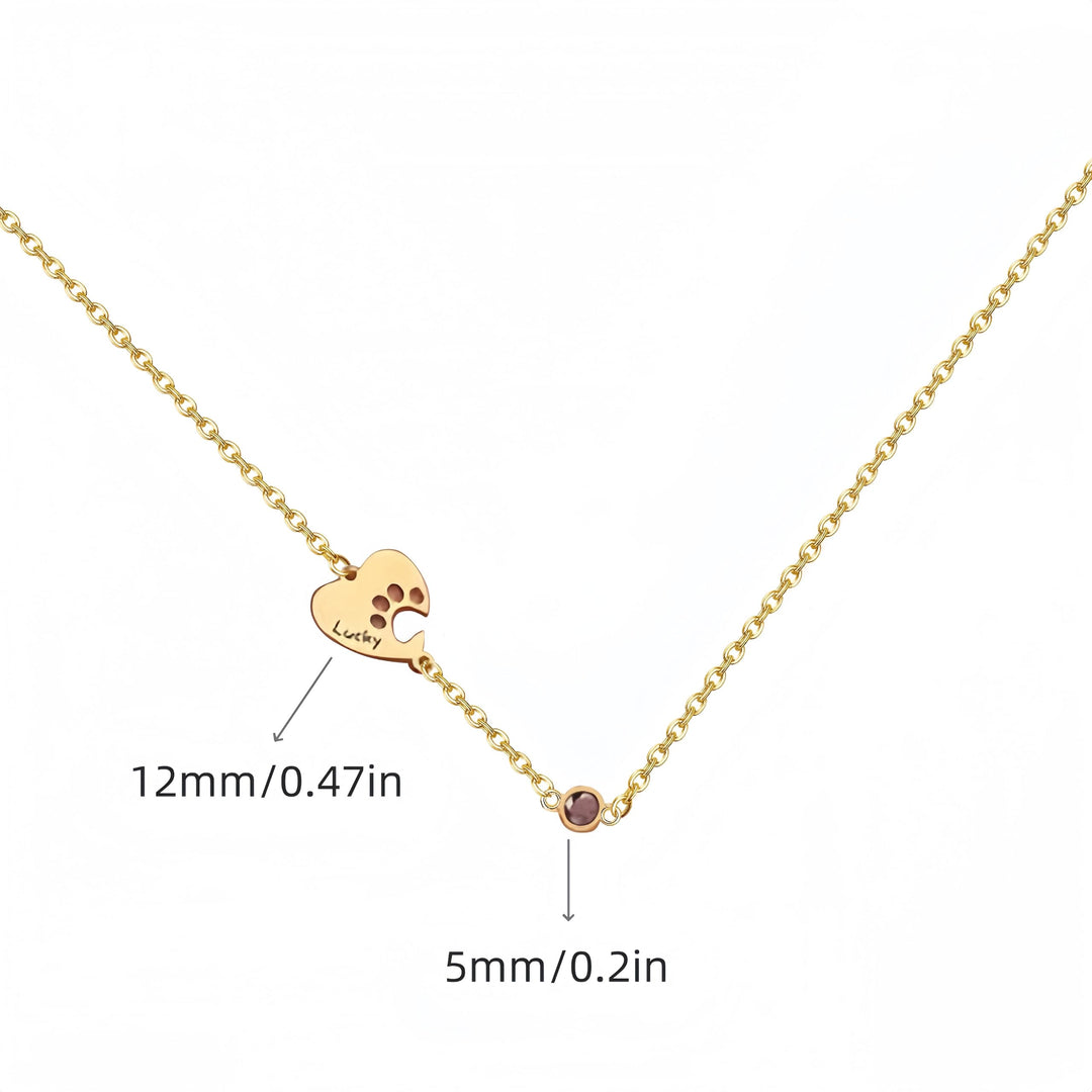 Olivenorma Custom Hollow Heart Dog Paw Birthstone Necklace - image 12