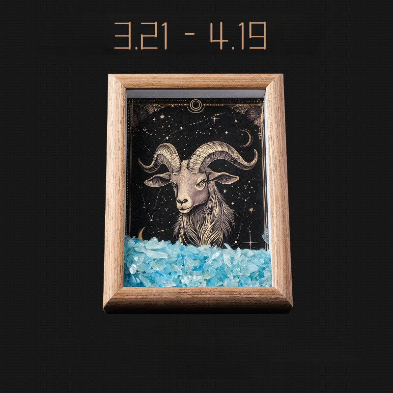 Olivenorma Natural Gravel Zodiac Photo Frame Decoration - Aries-Aquamarine - image 5