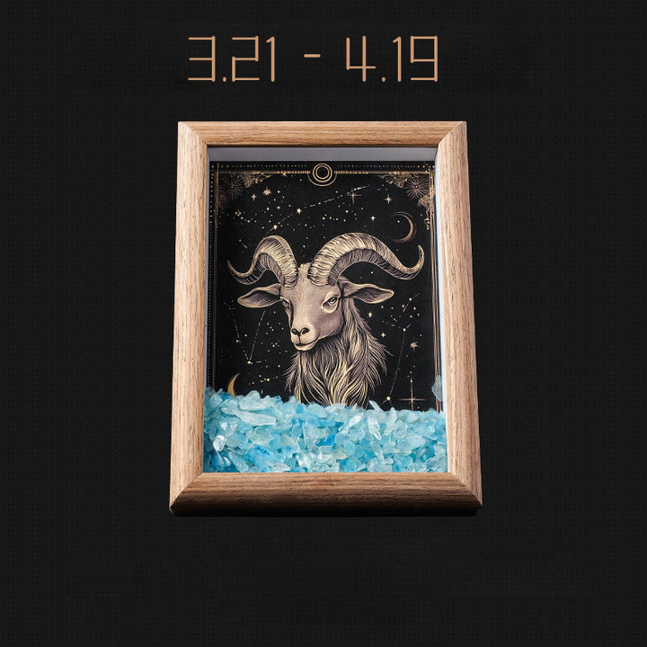 Olivenorma Natural Gravel Zodiac Photo Frame Decoration - Aries-Aquamarine - image 5