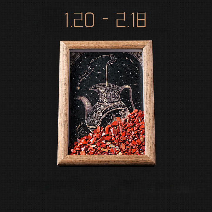 Olivenorma Natural Gravel Zodiac Photo Frame Decoration - Aquarius-Red Jasper - image 1