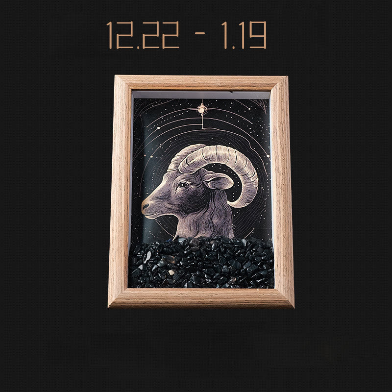 Olivenorma Natural Gravel Zodiac Photo Frame Decoration - Capricorn-Obsidian - image 23