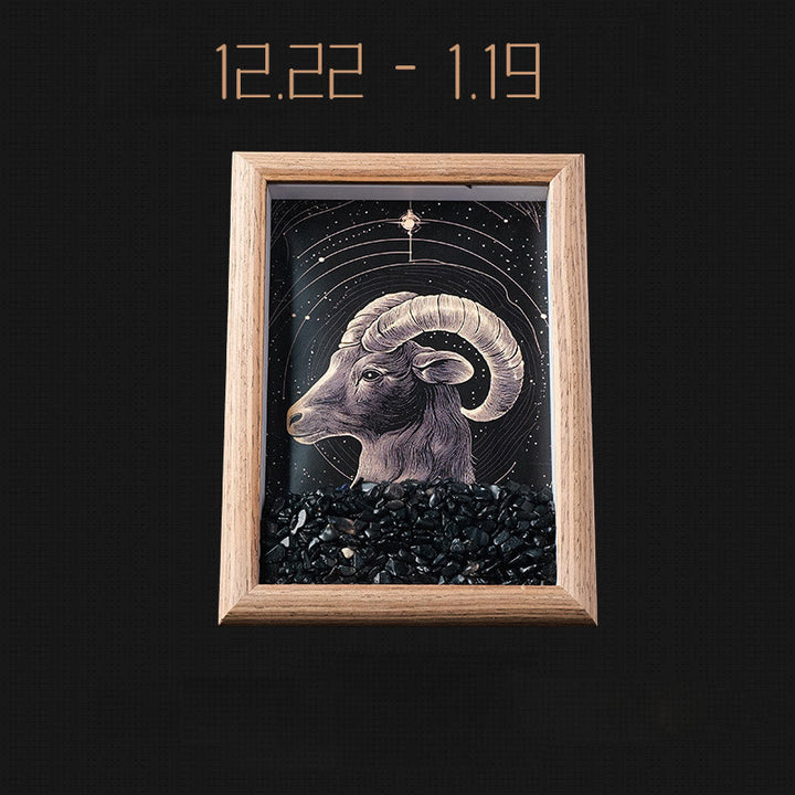 Olivenorma Natural Gravel Zodiac Photo Frame Decoration - Capricorn-Obsidian - image 23