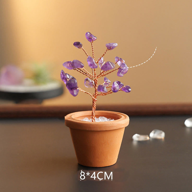 Olivenorma Natural Gravel Fortune Tree In Ceramic Pot Decoration - Amethyst - image 2
