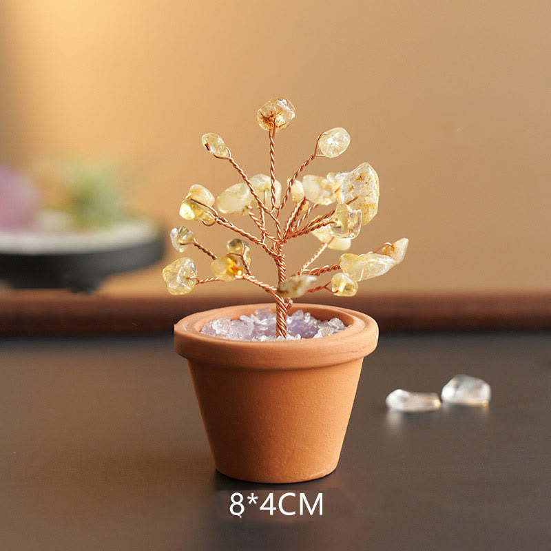 Olivenorma Natural Gravel Fortune Tree In Ceramic Pot Decoration - Citrine - image 4