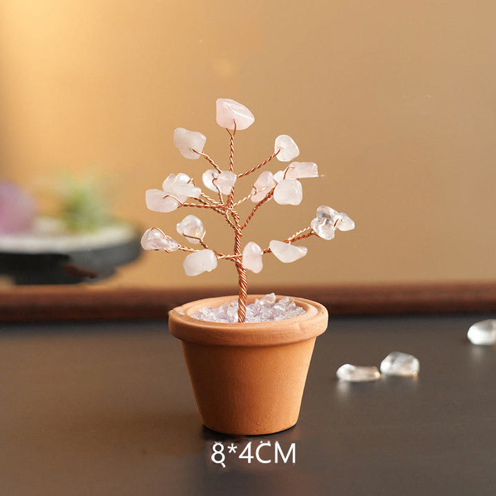 Olivenorma Natural Gravel Fortune Tree In Ceramic Pot Decoration - Rose Quartz - image 15