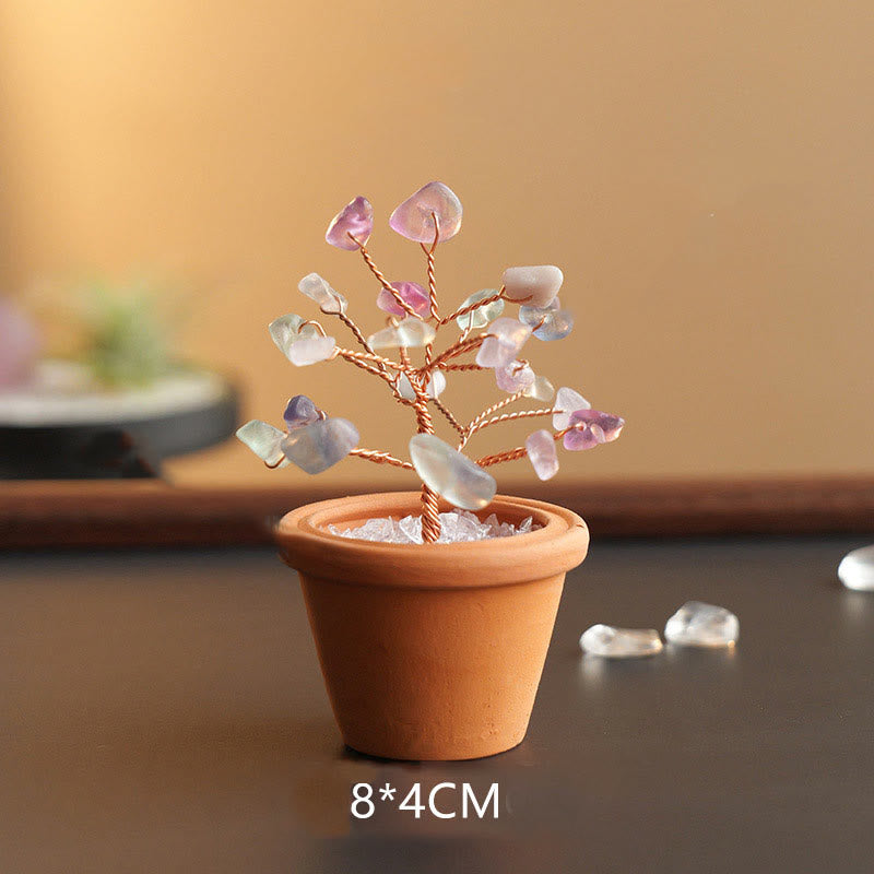 Olivenorma Natural Gravel Fortune Tree In Ceramic Pot Decoration - Rainbow Fluorite - image 9