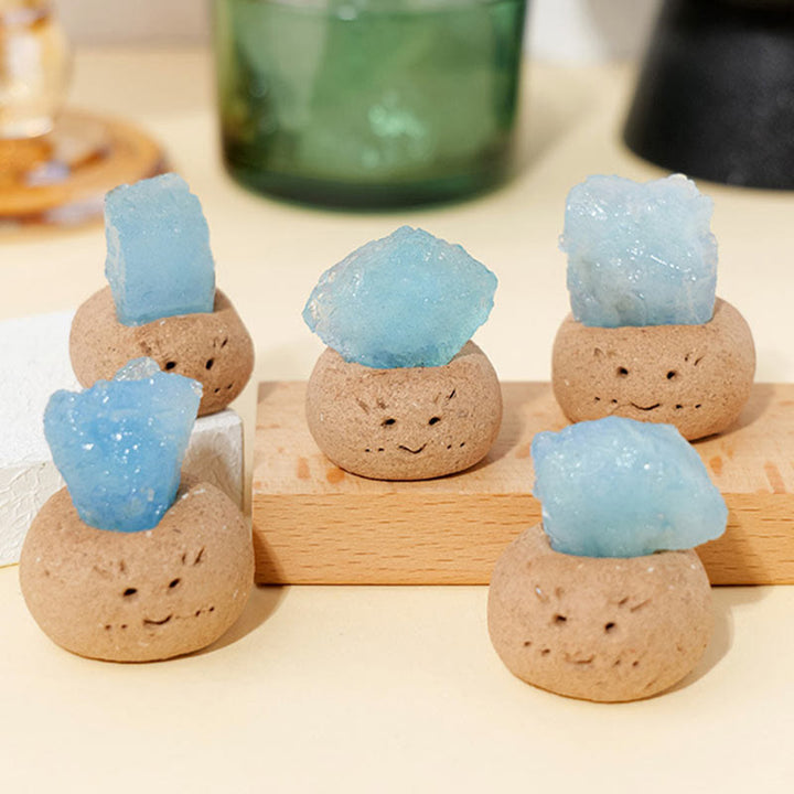 Olivenorma Natural Aquamarine Small Bean Decoration - Aquamarine - image 0