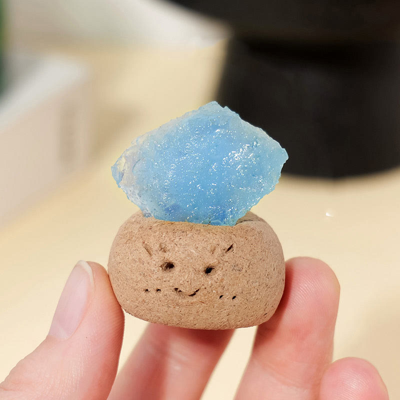 Olivenorma Natural Aquamarine Small Bean Decoration - image 1