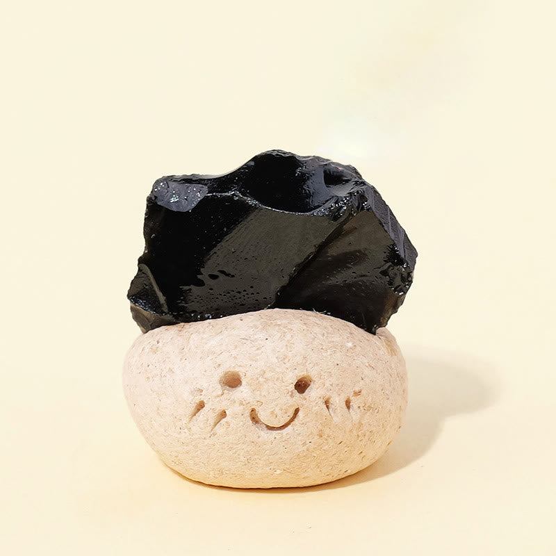 Olivenorma Natural Irregular Crystal Small Bean Decoration - Obsidian - image 9