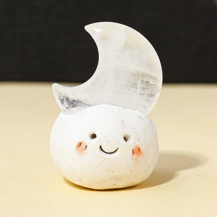 Olivenorma Natural Crystal Moon Cut Small Bean Decoration - Clear Quartz - image 4