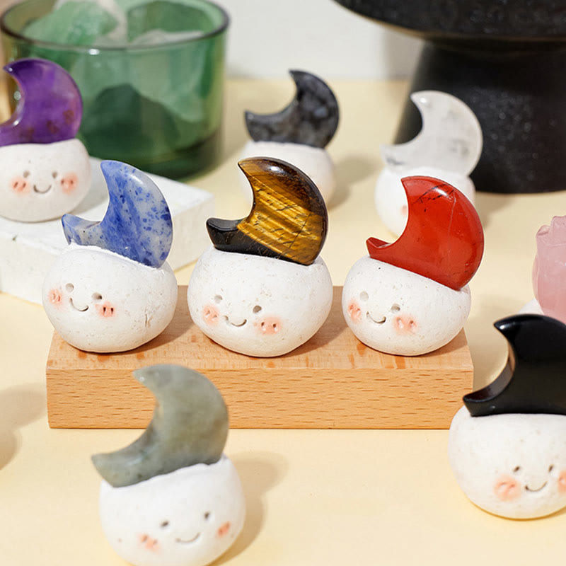 Olivenorma Natural Crystal Moon Cut Small Bean Decoration - image 0