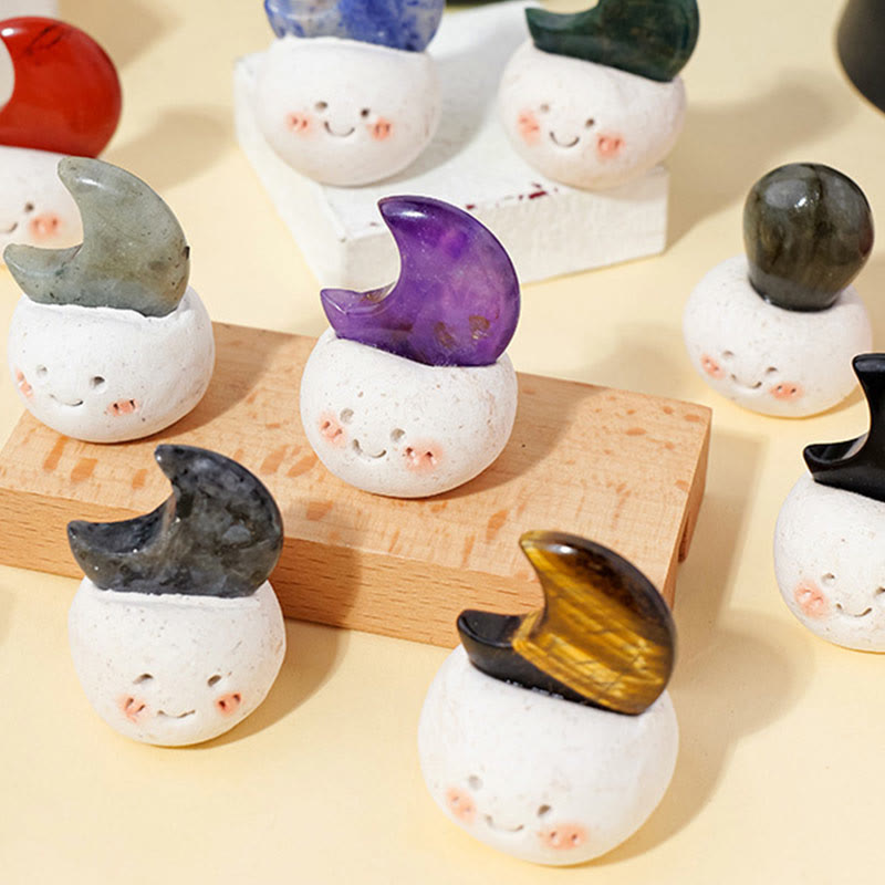 Olivenorma Natural Crystal Moon Cut Small Bean Decoration - image 1