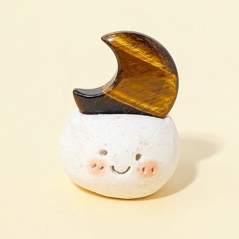 Olivenorma Natural Crystal Moon Cut Small Bean Decoration - Tiger Eye - image 18