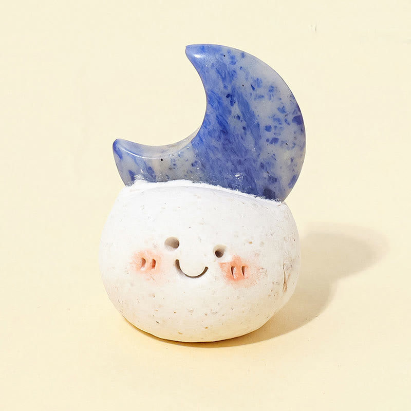 Olivenorma Natural Crystal Moon Cut Small Bean Decoration - Sodalite - image 16