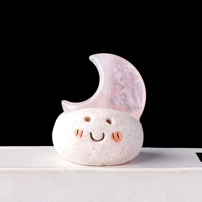 Olivenorma Natural Crystal Moon Cut Small Bean Decoration - Rose Quartz - image 14