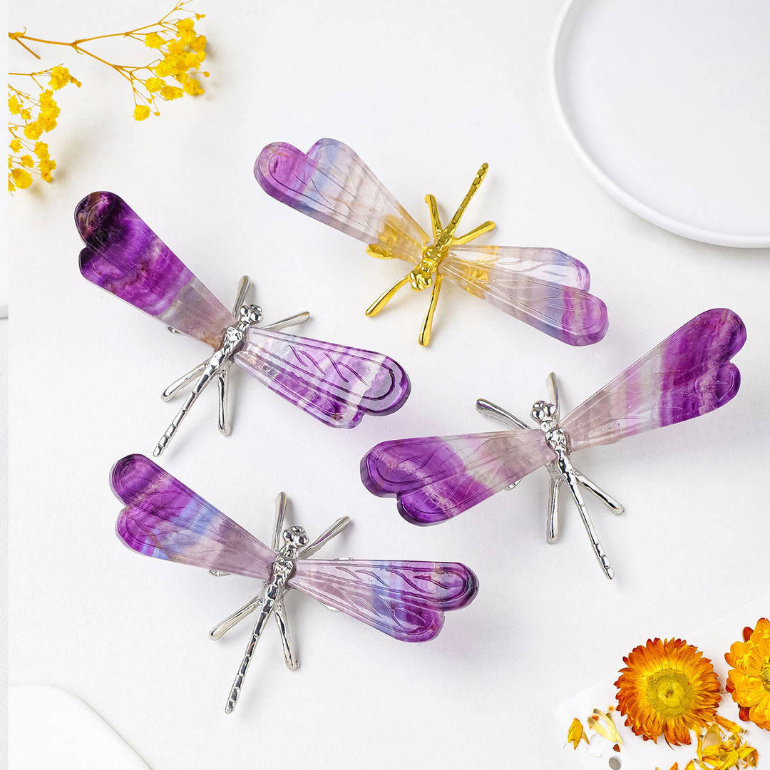 Olivenorma Natural Rainbow Fluorite Dragonfly Gemstone Decoration - image 0