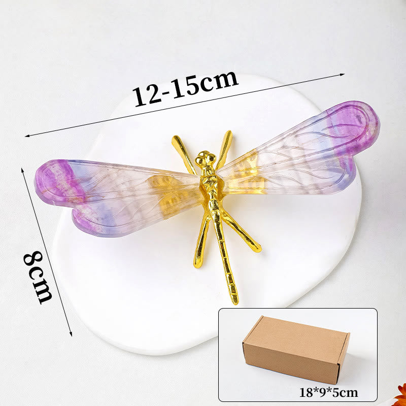 Olivenorma Natural Rainbow Fluorite Dragonfly Gemstone Decoration - image 8