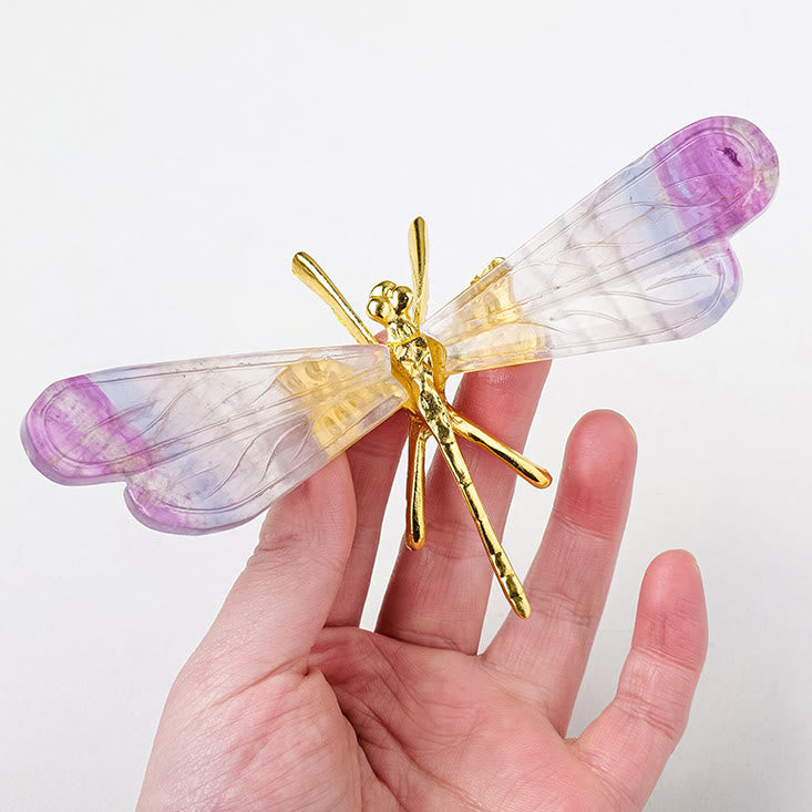 Olivenorma Natural Rainbow Fluorite Dragonfly Gemstone Decoration - image 3