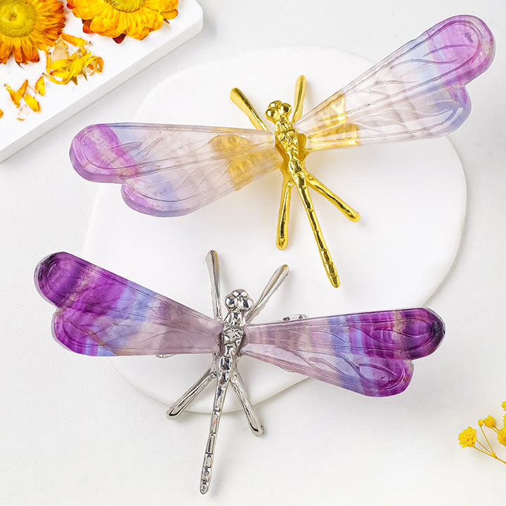 Olivenorma Natural Rainbow Fluorite Dragonfly Gemstone Decoration - image 7