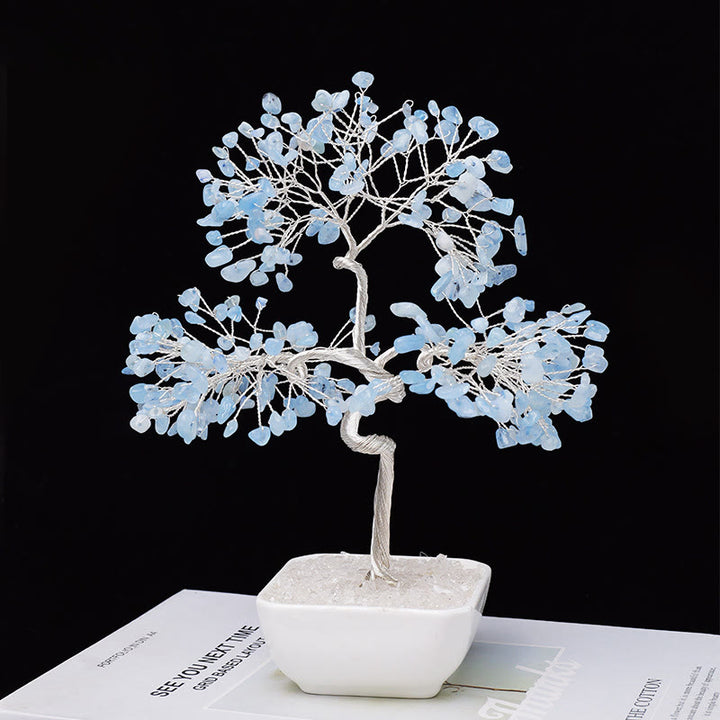 Olivenorma Natural Aquamarine Ceramic Base Feng Shui Tree - Aquamarine - image 0