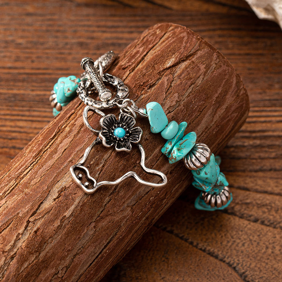 Olivenorma Vintage Natural Turquoise Bull Head Pendant Bracelet - Bull head - image 1