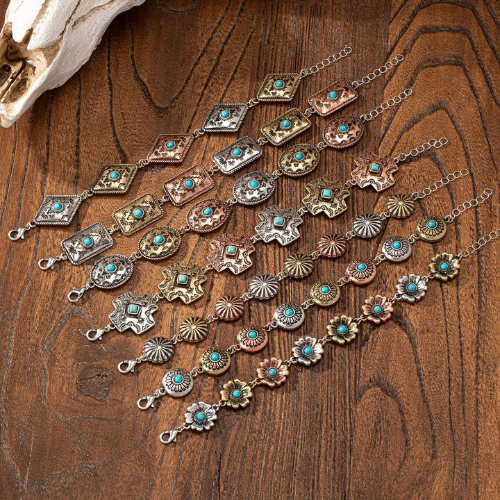 Olivenorma Bohemian Style Turquoise Metal Bracelet - image 0