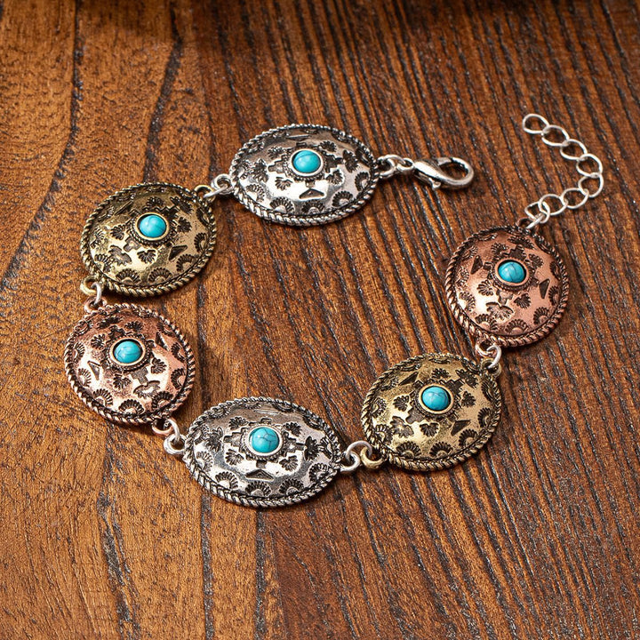 Olivenorma Bohemian Style Turquoise Metal Bracelet - Turquoise 5 - image 5