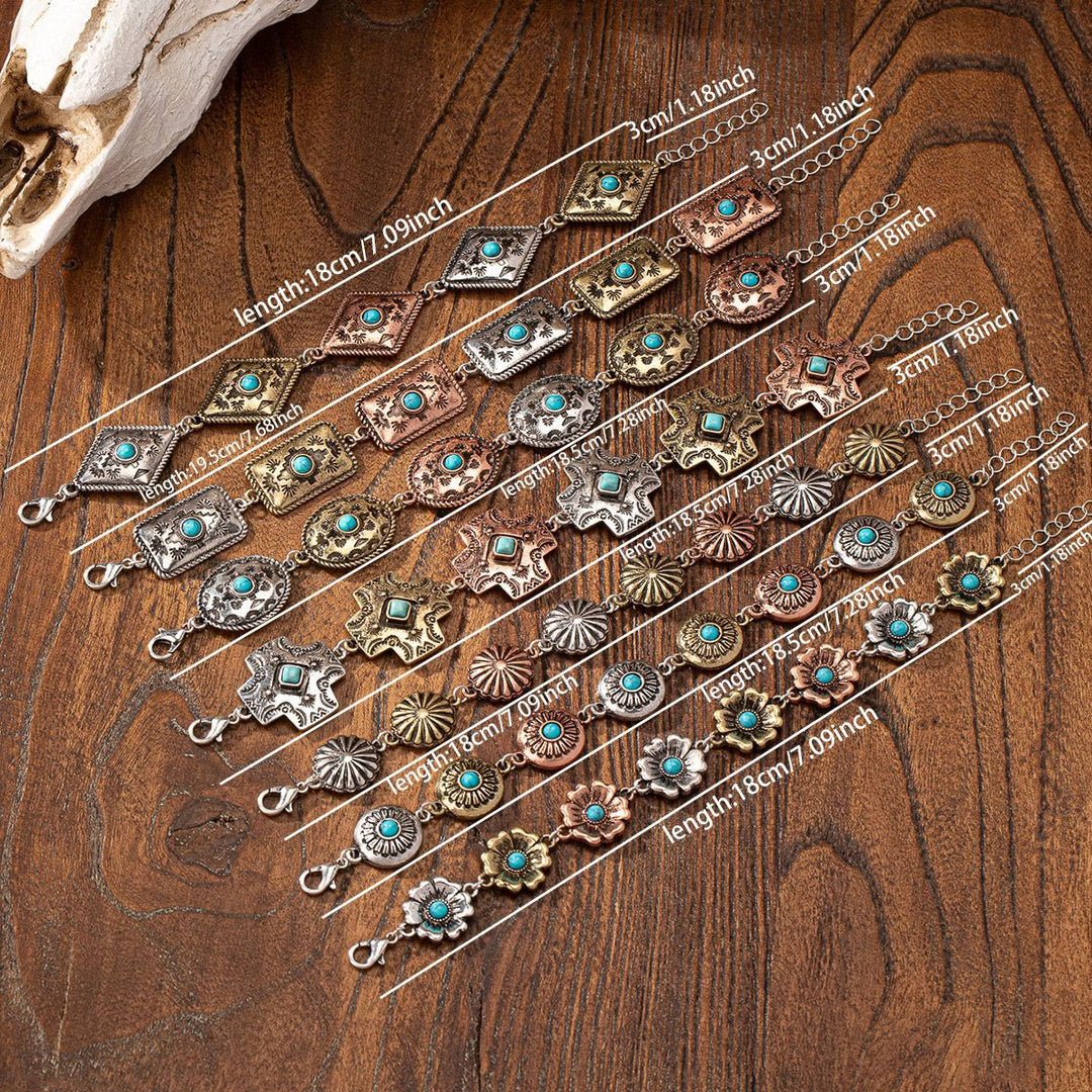 Olivenorma Bohemian Style Turquoise Metal Bracelet - image 7