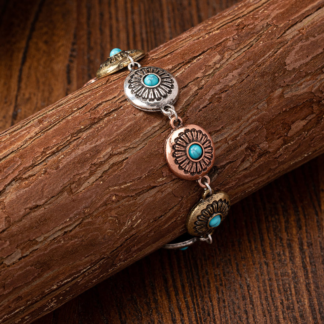 Olivenorma Bohemian Style Turquoise Metal Bracelet - Turquoise 2 - image 2