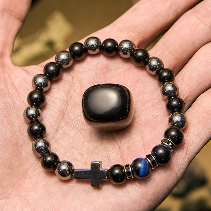 Olivenorma 8mm Hematite Obsidian Tiger Eye Beads Men Bracelet - image 12