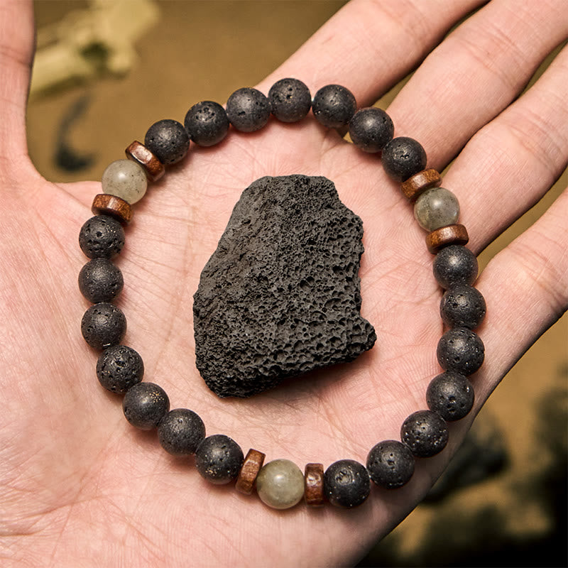 Olivenorma 8mm Bronzite Labradorite Lava Stone Beads Bracelet - image 2
