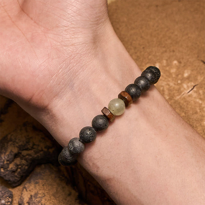 Olivenorma 8mm Bronzite Labradorite Lava Stone Beads Bracelet - image 1