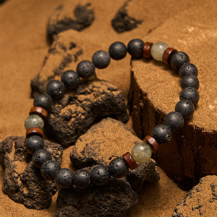 Olivenorma 8mm Bronzite Labradorite Lava Stone Beads Bracelet - image 3