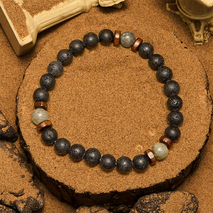Olivenorma 8mm Bronzite Labradorite Lava Stone Beads Bracelet - image 4