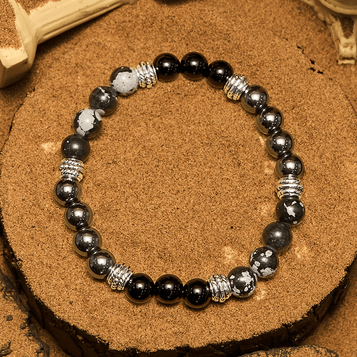 Olivenorma Snowflake Obsidian Hematite Beads Men Bracelet - image 4