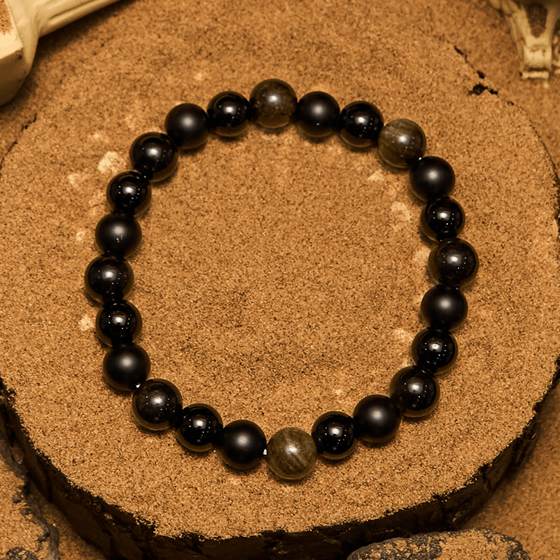 Olivenorma Black Onyx Golden Obsidian Beaded Men Bracelet - image 4