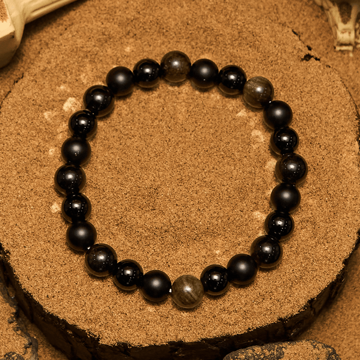 Olivenorma Black Onyx Golden Obsidian Beaded Men Bracelet - image 4