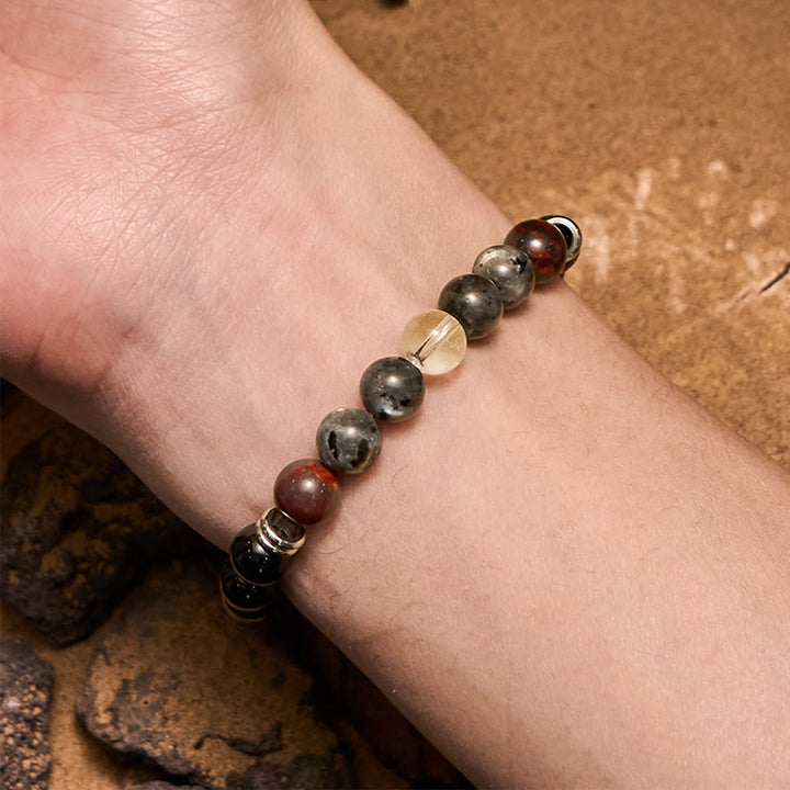Olivenorma Mahogany Obsidian Labradorite Beads Men Bracelet - image 1