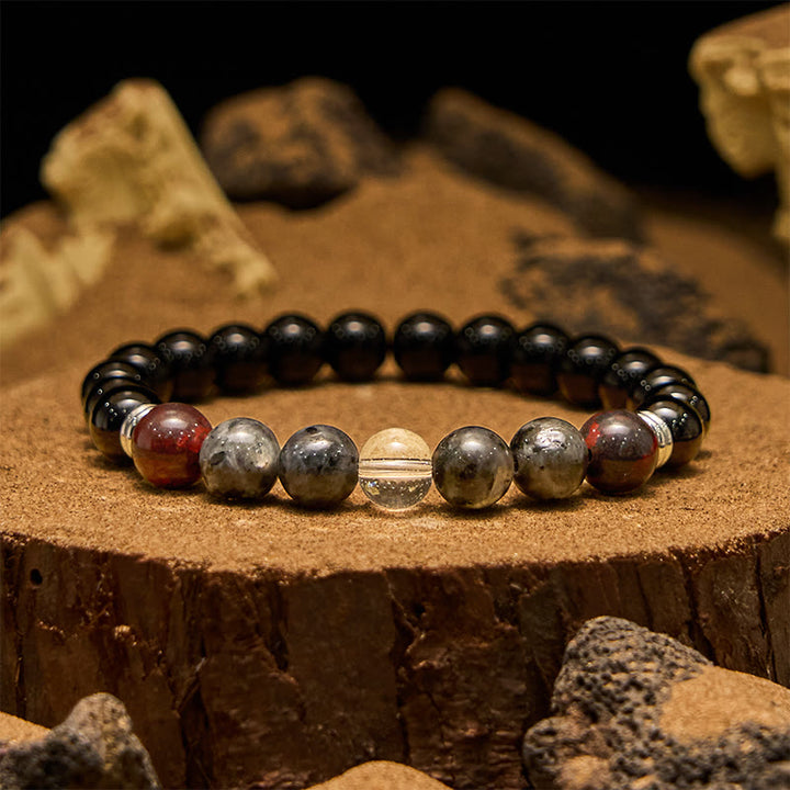 Olivenorma Mahogany Obsidian Labradorite Beads Men Bracelet - Natural Stone - image 0