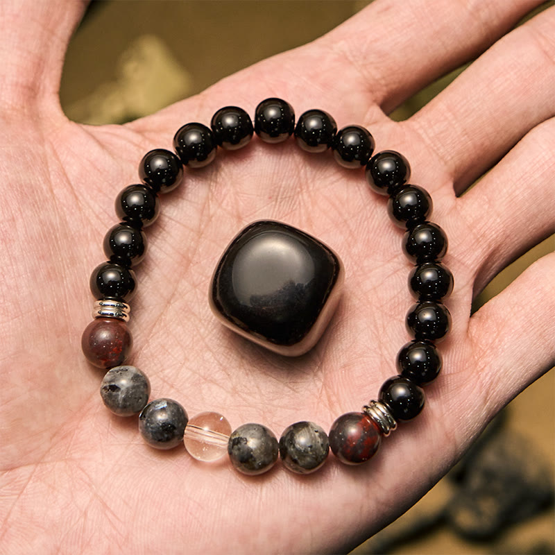 Olivenorma Mahogany Obsidian Labradorite Beads Men Bracelet - image 2