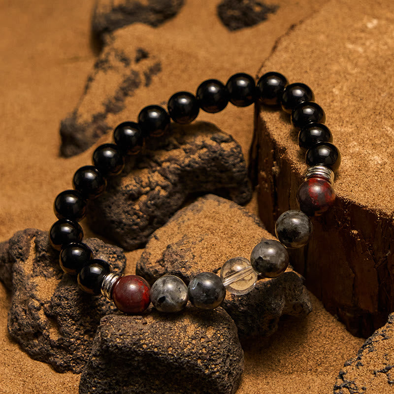 Olivenorma Mahogany Obsidian Labradorite Beads Men Bracelet - image 3