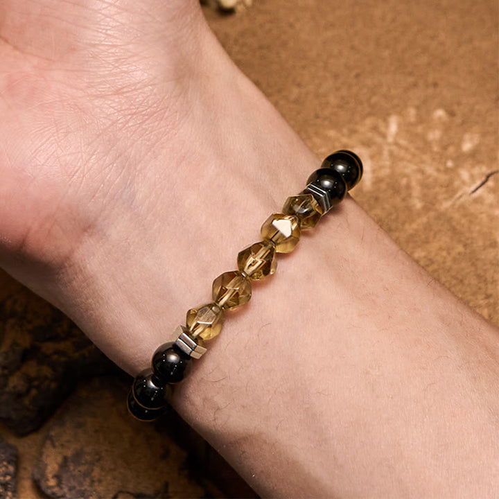 Olivenorma Labradorite Obsidian Smoky Quartz Beaded Bracelet - image 2