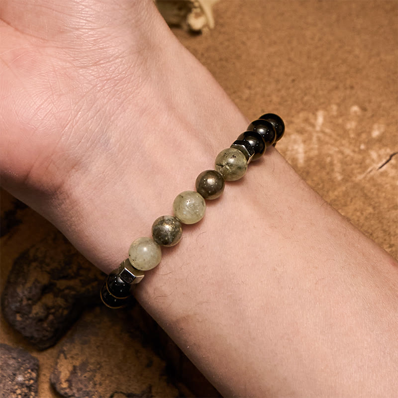 Olivenorma Labradorite Obsidian Smoky Quartz Beaded Bracelet - image 1